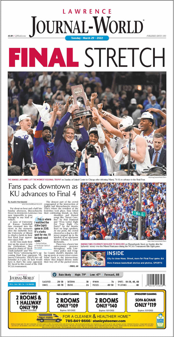 Final Stretch (March 29, 2022 Lawrence JournalWorld Newspaper) Shop